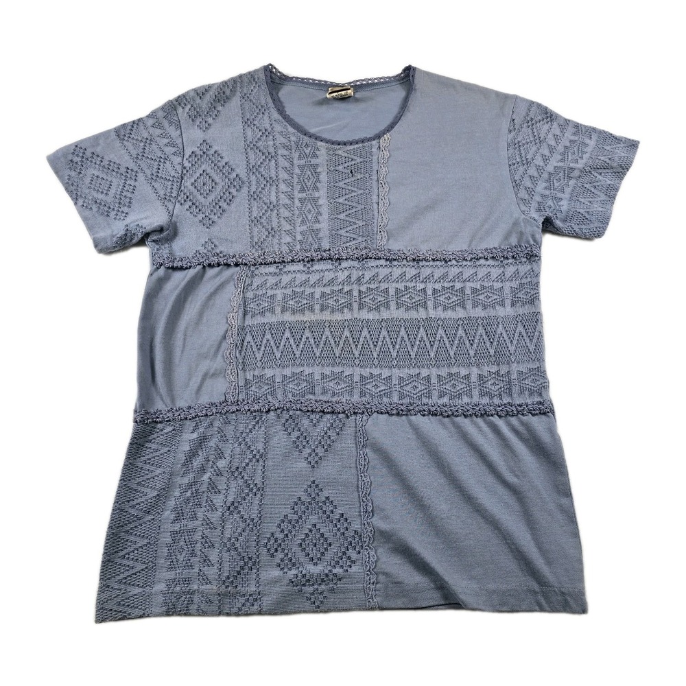 Ivy‎ Vintage Women's Shirt Southwestern Patchwork Size Small USA Made Blue